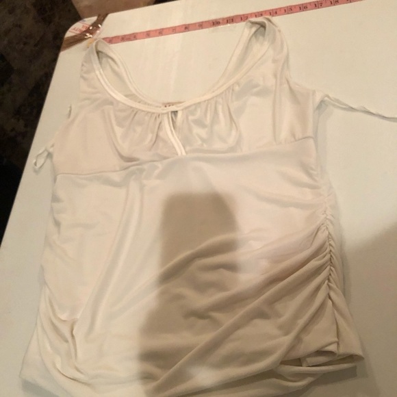 MKM size large  ivory scoop neck lined camisole with shirred sides - Picture 1 of 4